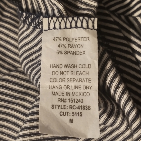 WOMEN'S Navy & White Striped ROLLER COASTER V-Neck Dress MEDIUM - Picture 6 of 6